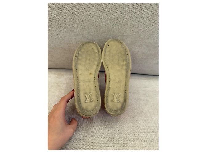 Louis Vuitton espadrillas in tela rosa e arancione - vista 9