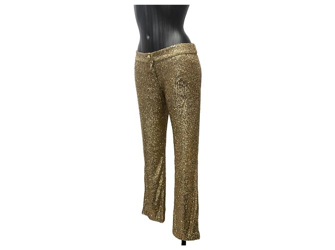 Balmain Paris Gold Sequin Embossed Button Trousers – Size 36 - Ansicht 2