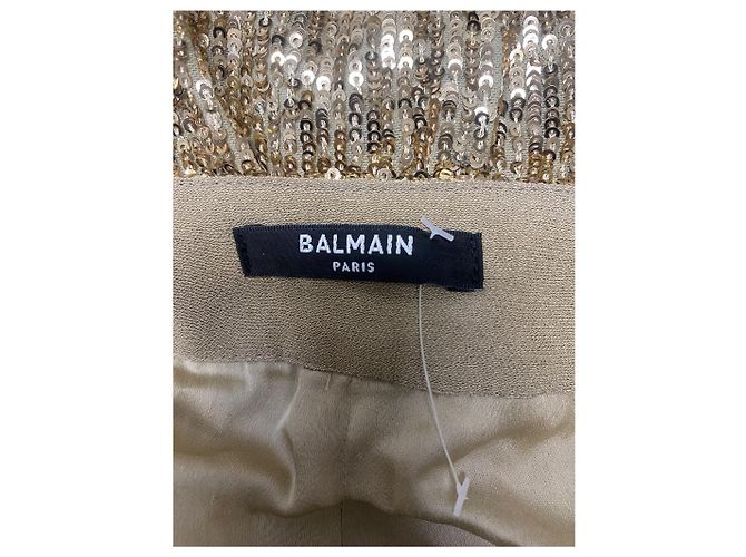 Balmain Paris Gold Sequin Embossed Button Trousers – Size 36 - Ansicht 5