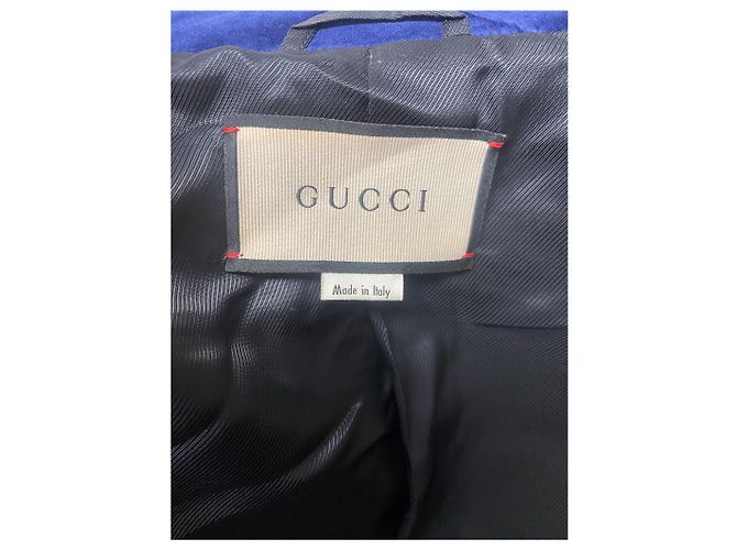 Gucci Samt-Blazer in Blau mit Kontrastborte – Size 38 - Ansicht 5