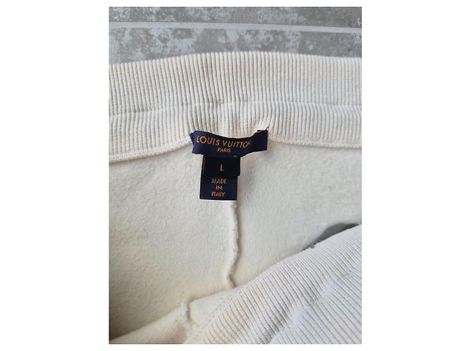 Louis Vuitton pantalón de chándal de lana y algodón crema - vista 3