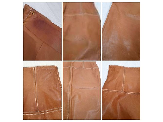 Gianfranco Ferré Vintage 90er Leder-Bleistiftrock Hellbraun - Ansicht 11