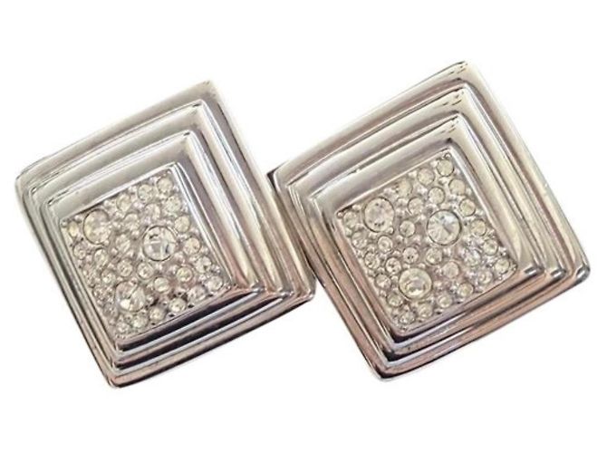 Dior Orecchini a clip in argento e strass - vista 2