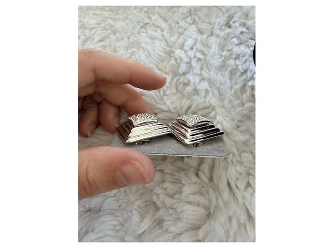Dior Orecchini a clip in argento e strass - vista 4