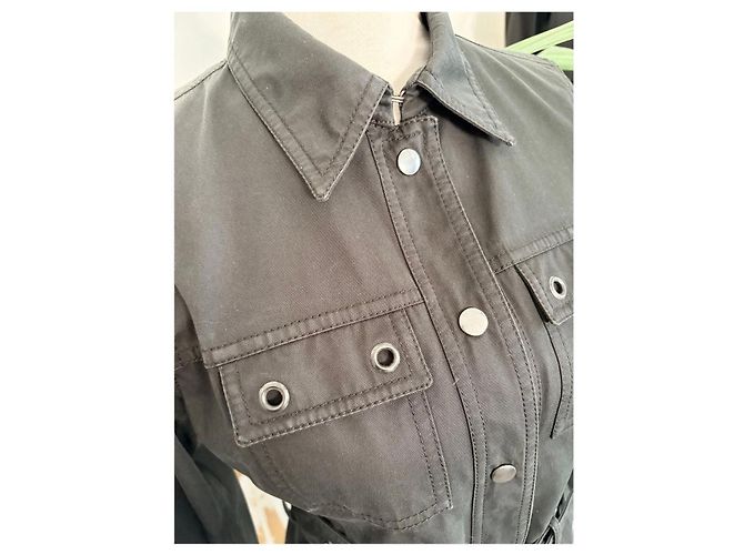 Abito a camicia Prada in cotone e poliuretano nero - vista 2