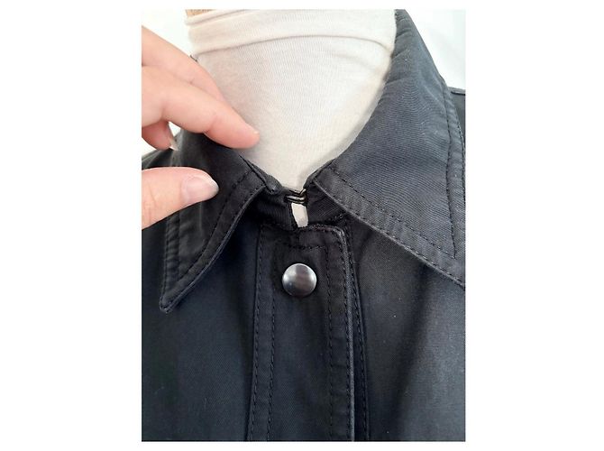 Abito a camicia Prada in cotone e poliuretano nero - vista 6