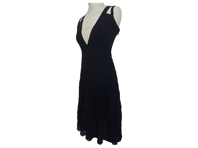 Cacharel Seiden-Abendkleid mit tiefem Ausschnitt TS - Ansicht 2