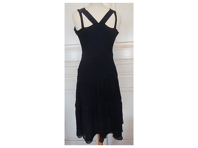 Cacharel Seiden-Abendkleid mit tiefem Ausschnitt TS - Ansicht 3