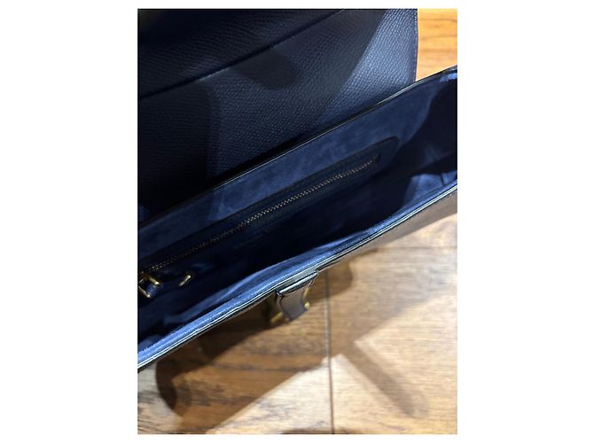 Borsa Saddle Christian Dior in pelle blu navy con tracolla ricamata - vista 4