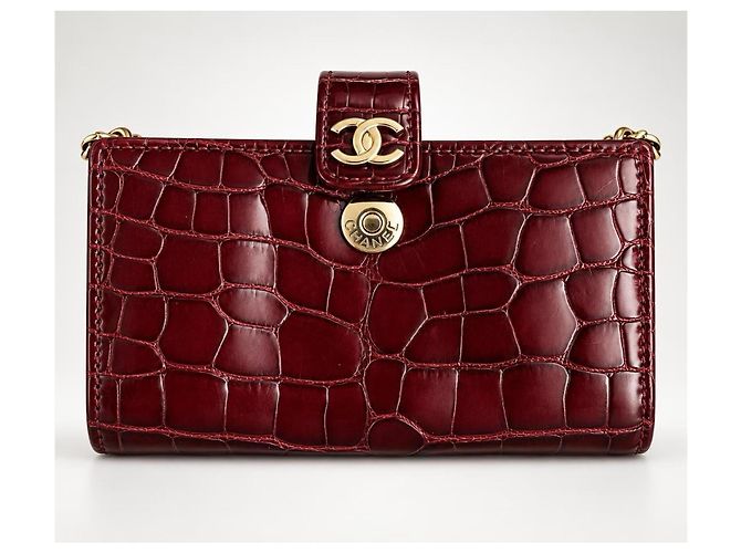 Chanel Mini Clutch Coccodrillo Bordeaux - vista 11