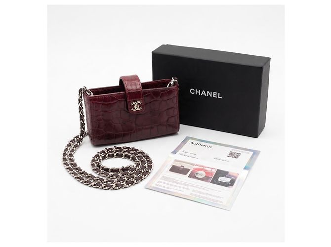 Chanel Mini Clutch Coccodrillo Bordeaux - vista 4