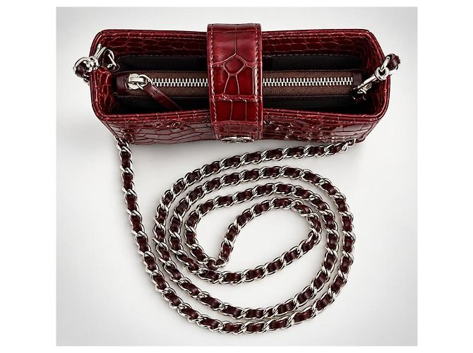 Chanel Mini Clutch Coccodrillo Bordeaux - vista 7