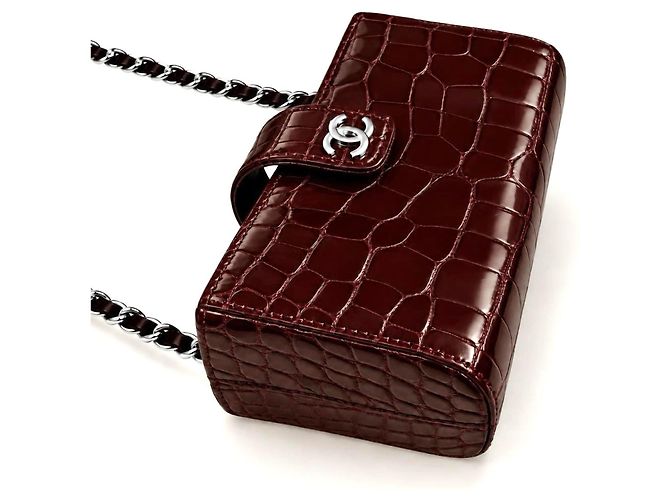 Chanel Mini Clutch Coccodrillo Bordeaux - vista 8