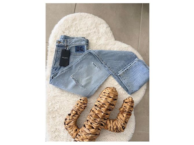 Autre Marque Saint Laurent gerade Jeans in hellem Denim - Ansicht 2