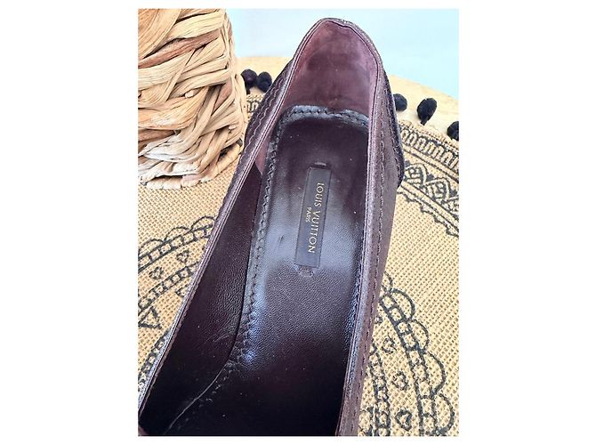 Mocassini Louis Vuitton in camoscio marrone - vista 3