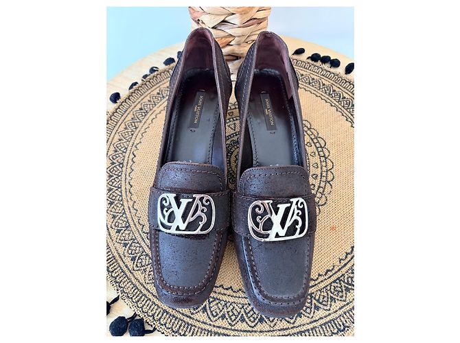 Mocassini Louis Vuitton in camoscio marrone - vista 4