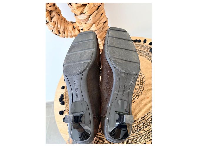 Mocassini Louis Vuitton in camoscio marrone - vista 7