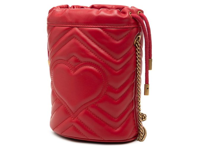 Borsa a secchiello Small Gucci GG Marmont con motivo cuore - vista 2
