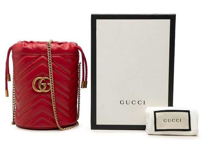 Borsa a secchiello Small Gucci GG Marmont con motivo cuore - vista 7