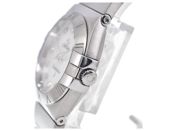 Omega Constellation Quartz aus Edelstahl mit Diamantmarkierungen und Perlmutt 28 - Ansicht 3
