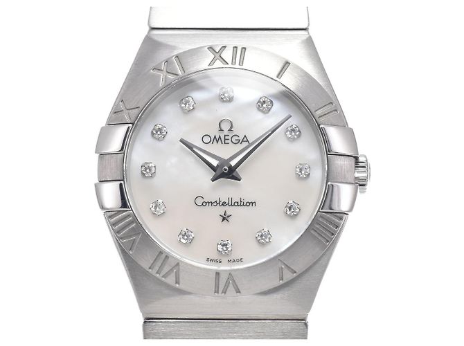 Omega Constellation Quartz aus Edelstahl mit Diamantmarkierungen und Perlmutt 28 - Ansicht 4