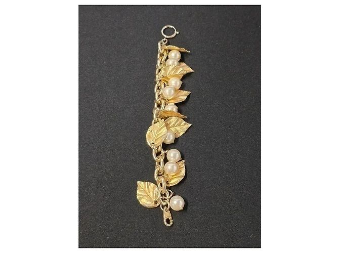 Autre Marque Bracciale Monet con foglie e perle dorate - vista 4
