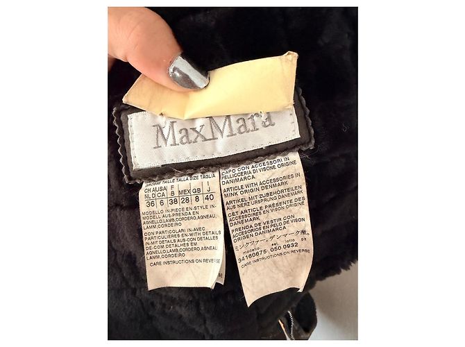 Max Mara gesteppte Lederjacke mit Lammfell in Braun - Ansicht 4