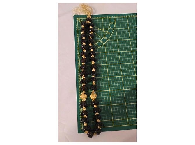 Autre Marque Collar sautoir largo de cuentas de vidrio estilo Murano e hilo dorado - vista 4
