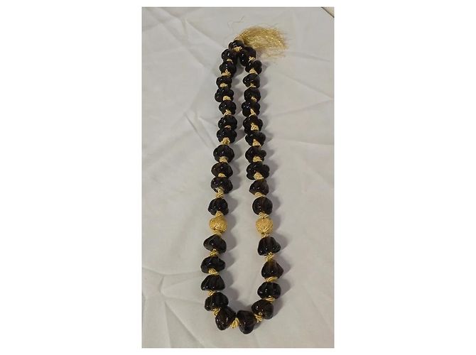 Autre Marque Collar sautoir largo de cuentas de vidrio estilo Murano e hilo dorado - vista 7