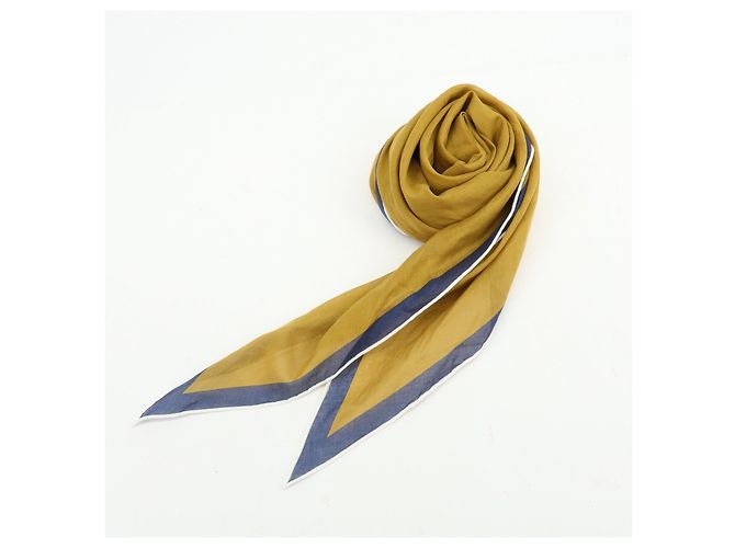 Hermès HERMES Sciarpa Pointu 100% Cotone Mustard Navy White - vista 16