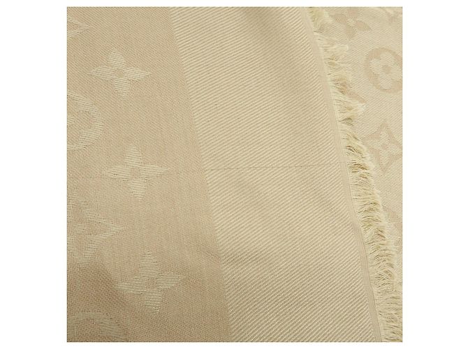 Sciarpa Scialle Louis Vuitton Monogram in lana e cashmere Champagne Gold - vista 11