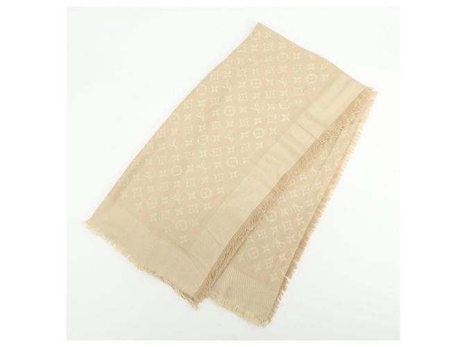 Sciarpa Scialle Louis Vuitton Monogram in lana e cashmere Champagne Gold - vista 2