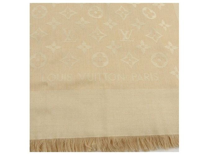 Sciarpa Scialle Louis Vuitton Monogram in lana e cashmere Champagne Gold - vista 21