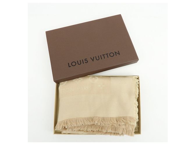 Sciarpa Scialle Louis Vuitton Monogram in lana e cashmere Champagne Gold - vista 24