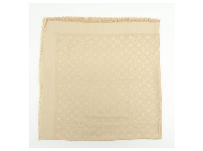 Sciarpa Scialle Louis Vuitton Monogram in lana e cashmere Champagne Gold - vista 3