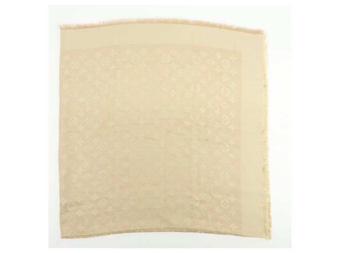 Sciarpa Scialle Louis Vuitton Monogram in lana e cashmere Champagne Gold - vista 4