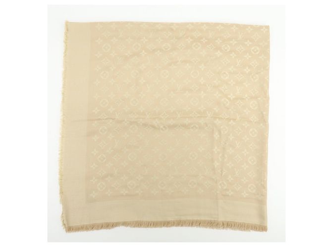 Sciarpa Scialle Louis Vuitton Monogram in lana e cashmere Champagne Gold - vista 5