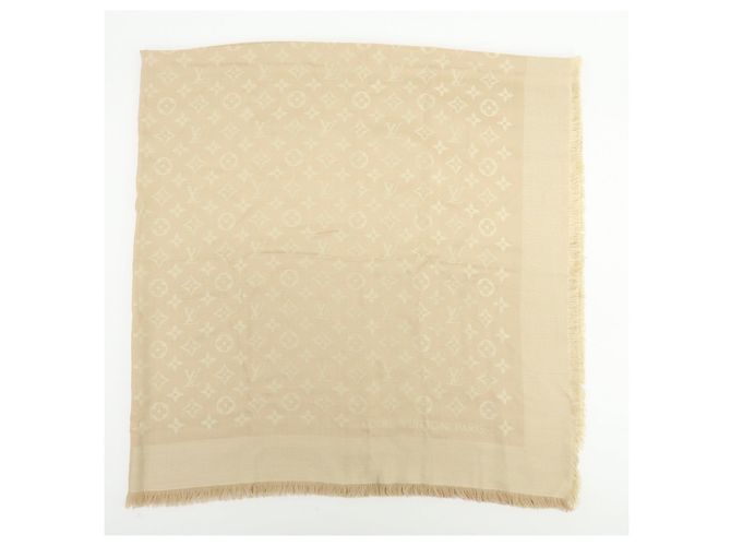 Sciarpa Scialle Louis Vuitton Monogram in lana e cashmere Champagne Gold - vista 6