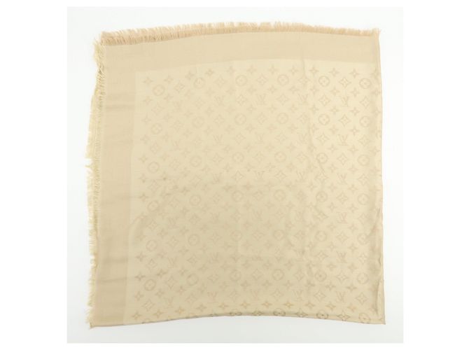 Sciarpa Scialle Louis Vuitton Monogram in lana e cashmere Champagne Gold - vista 7