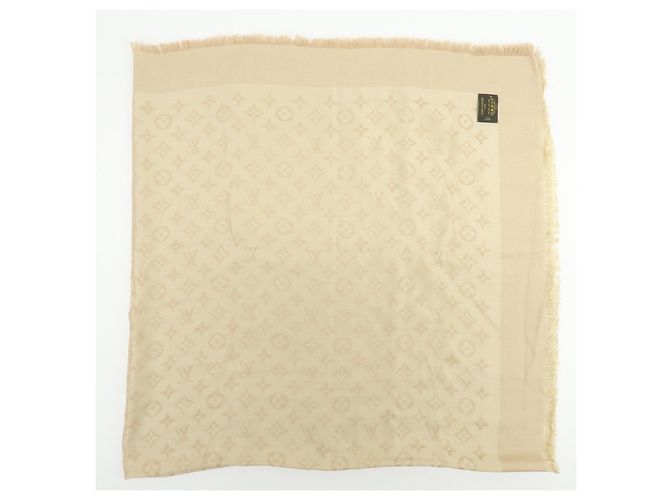Sciarpa Scialle Louis Vuitton Monogram in lana e cashmere Champagne Gold - vista 8