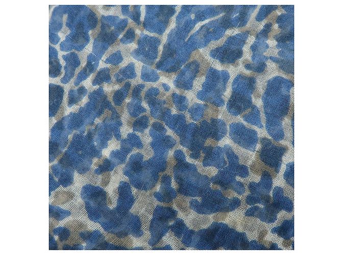 Sciarpa Sciarpa Louis Vuitton Logo in Cashmere e Seta Leopard Blu Bianco Rosso - vista 12