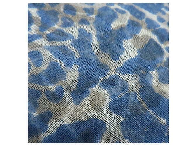 Sciarpa Sciarpa Louis Vuitton Logo in Cashmere e Seta Leopard Blu Bianco Rosso - vista 13