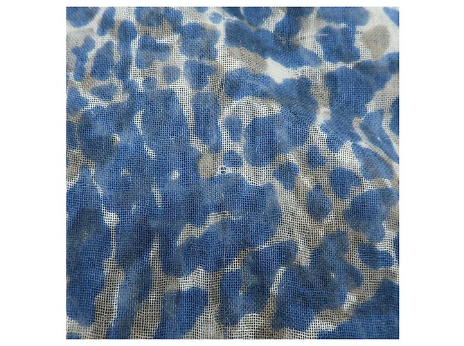 Sciarpa Sciarpa Louis Vuitton Logo in Cashmere e Seta Leopard Blu Bianco Rosso - vista 14