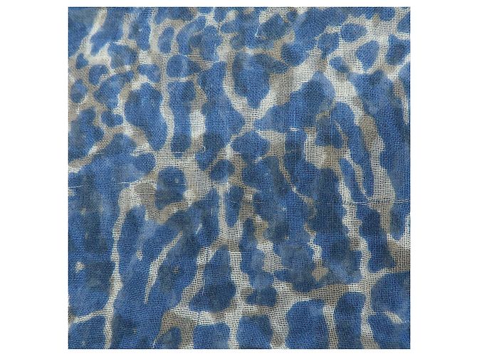 Sciarpa Sciarpa Louis Vuitton Logo in Cashmere e Seta Leopard Blu Bianco Rosso - vista 17