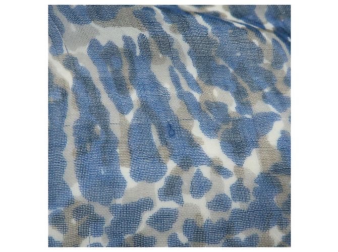 Sciarpa Sciarpa Louis Vuitton Logo in Cashmere e Seta Leopard Blu Bianco Rosso - vista 20