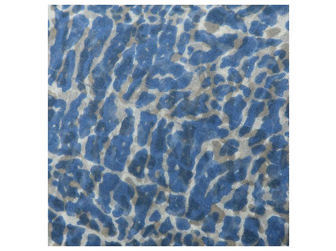 Sciarpa Sciarpa Louis Vuitton Logo in Cashmere e Seta Leopard Blu Bianco Rosso - vista 7