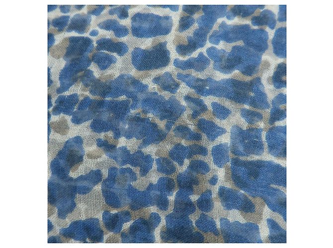 Sciarpa Sciarpa Louis Vuitton Logo in Cashmere e Seta Leopard Blu Bianco Rosso - vista 8