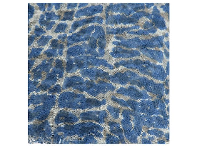 Sciarpa Sciarpa Louis Vuitton Logo in Cashmere e Seta Leopard Blu Bianco Rosso - vista 9