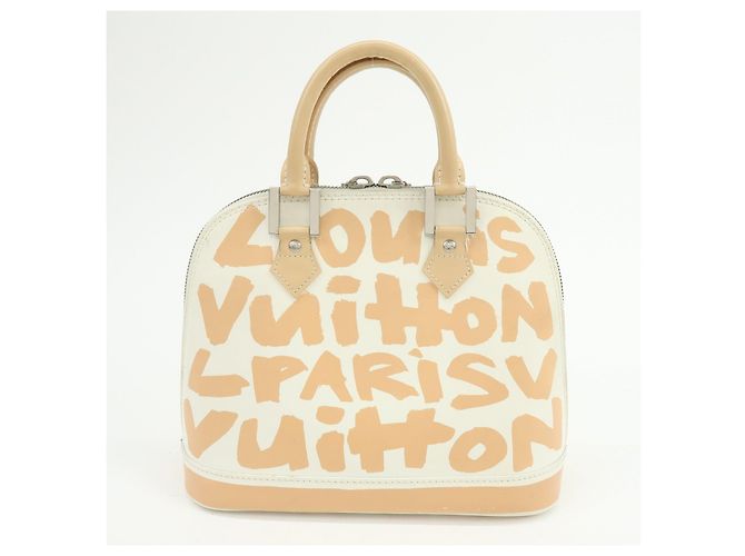 Louis Vuitton Monogram Graffiti Alma MM Borsa a mano in pelle Beige M92180 - vista 2
