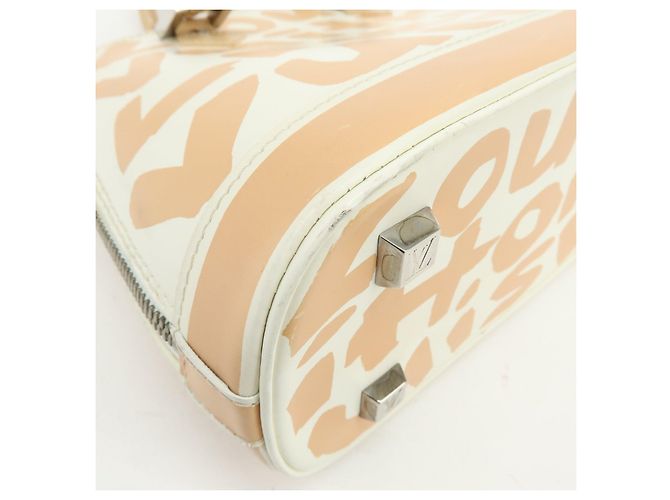 Louis Vuitton Monogram Graffiti Alma MM Borsa a mano in pelle Beige M92180 - vista 8
